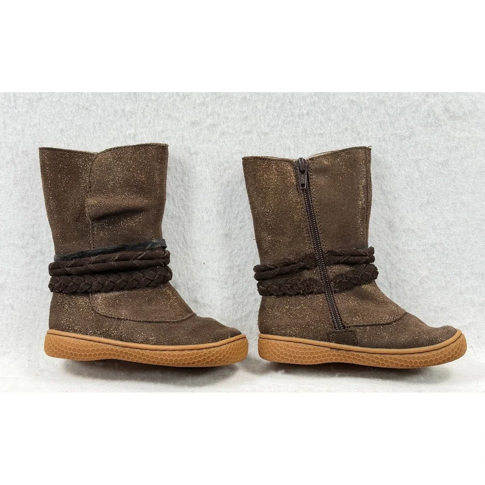 Livie & Luca Calliope Mocha Brown Sparkle Leather Boots Girls Size 7 Toddler